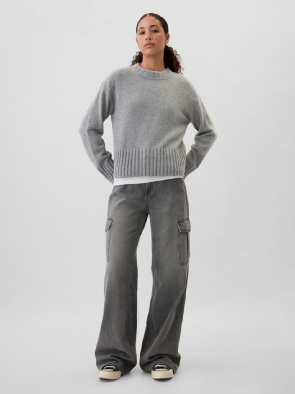 GAP CashSoft Relaxed Crewneck Pullover Sweater Heather Gray Women's Size Medium - Picture 7 of 7